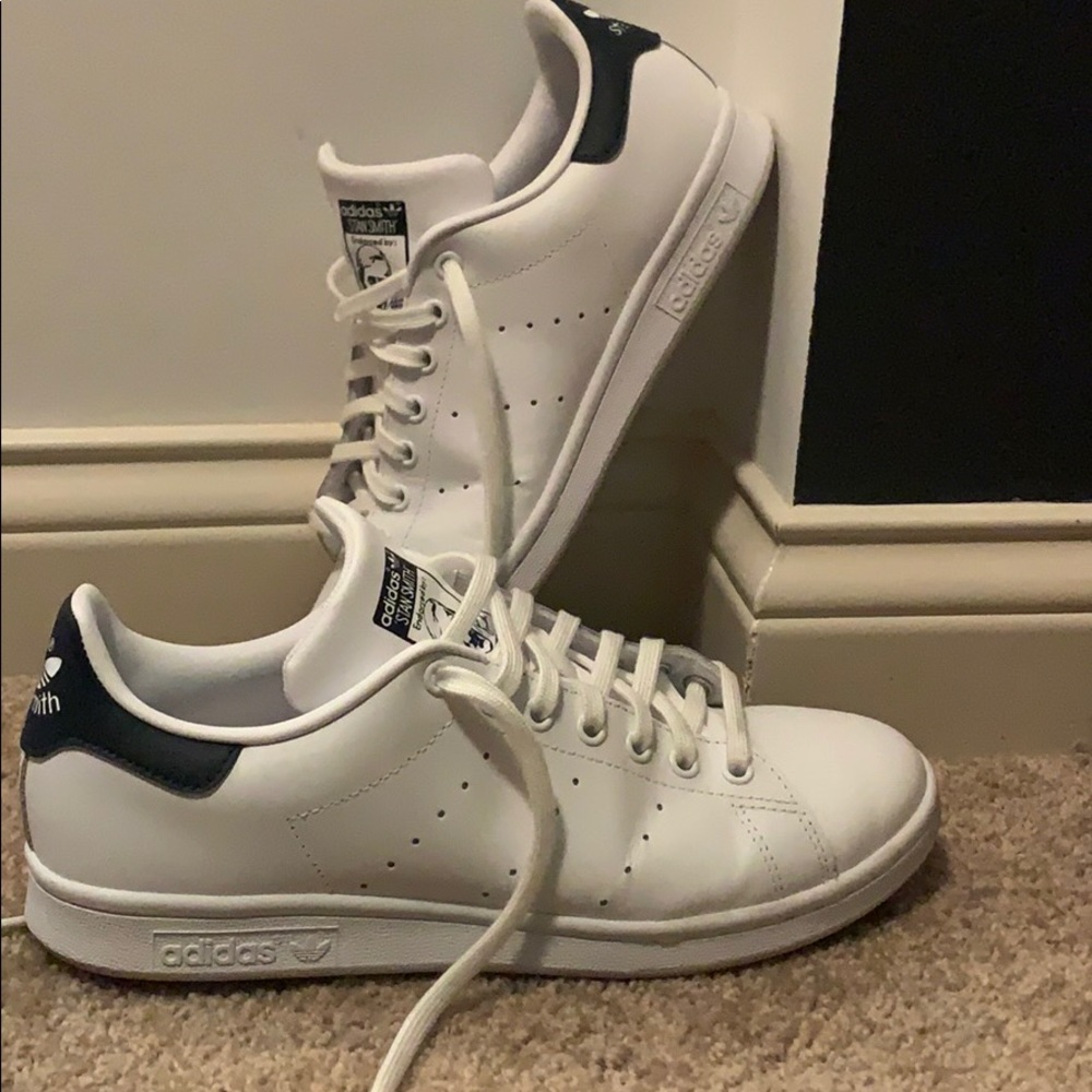 Navy blue and white Stan smiths